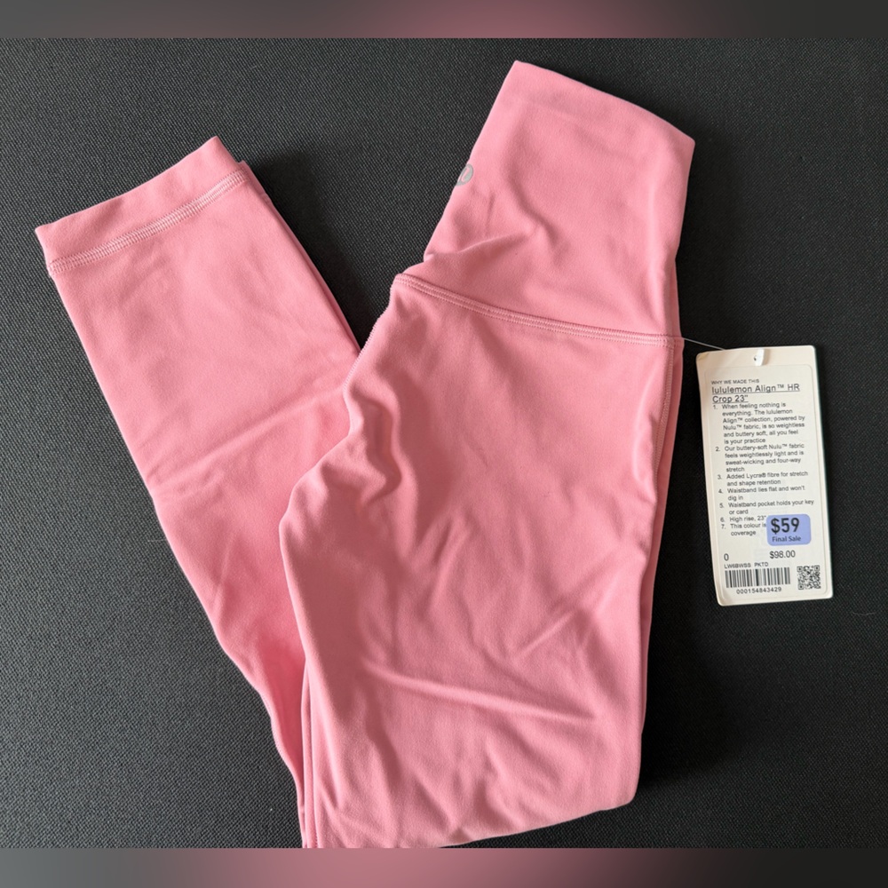 Lululemon Align HR Crop 23” Pink NEW Size 0